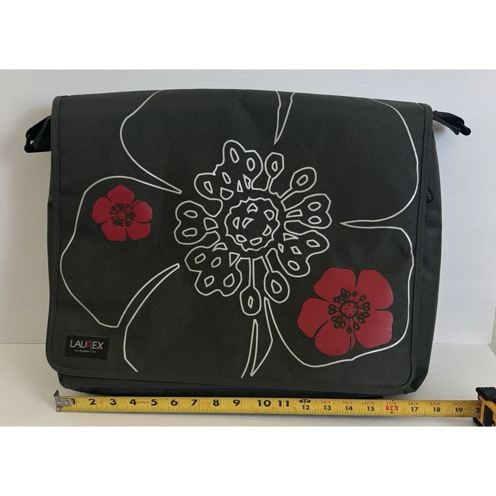 Laurex Messenger Bag Gray Floral 17